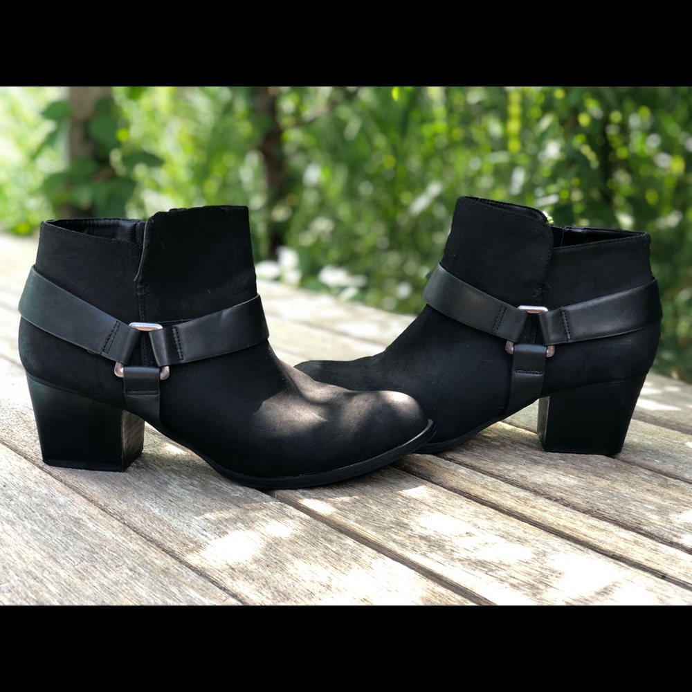 Short black heeled booties